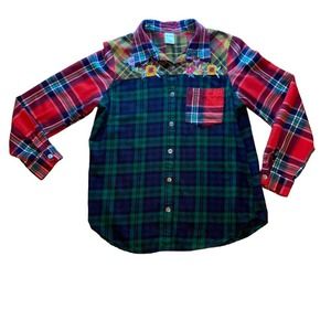 Adorable multi flannel with embroidery